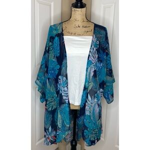 MUDD- Blue Tropical Kimono Cardigan size Large